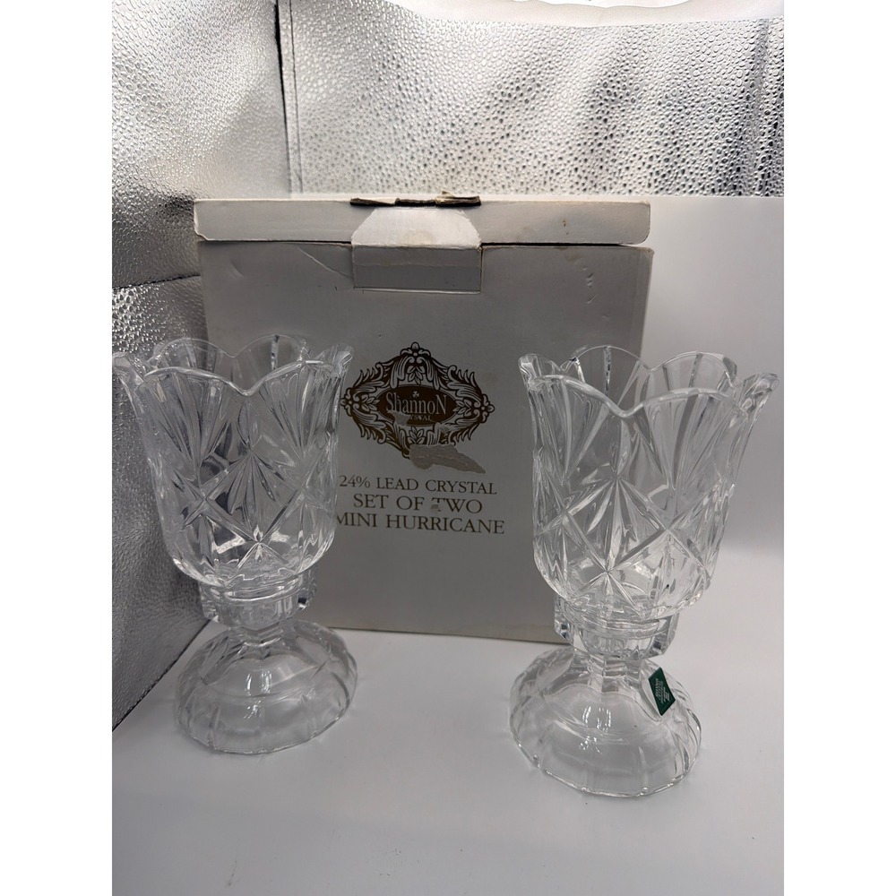 Shannon Crystal by Godinger 24% Lead Crystal Mini Hurricane Set of 2 Style 2460